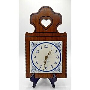 Seth Thomas Blue Hearts Garden Tile Wall Clock Made in USA TESTED WORKS 13”x8”